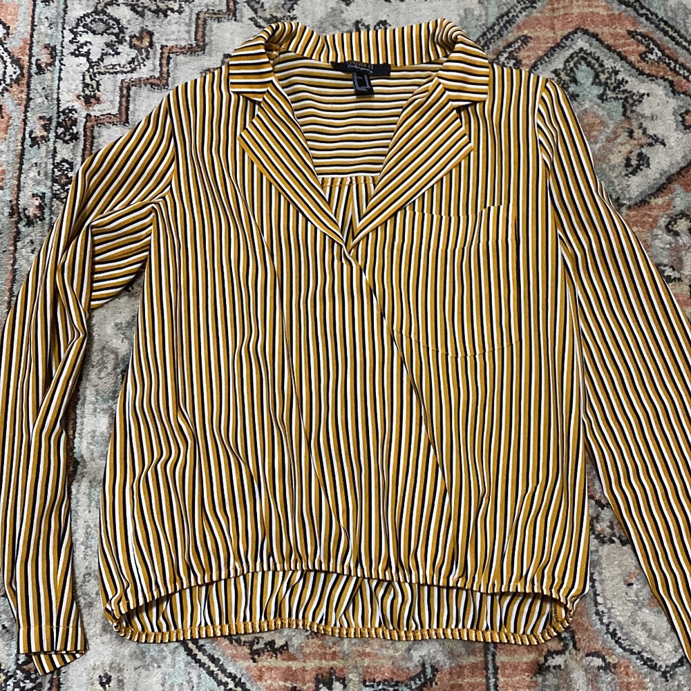 Forever 21 Black/Yellow Women's Blouse